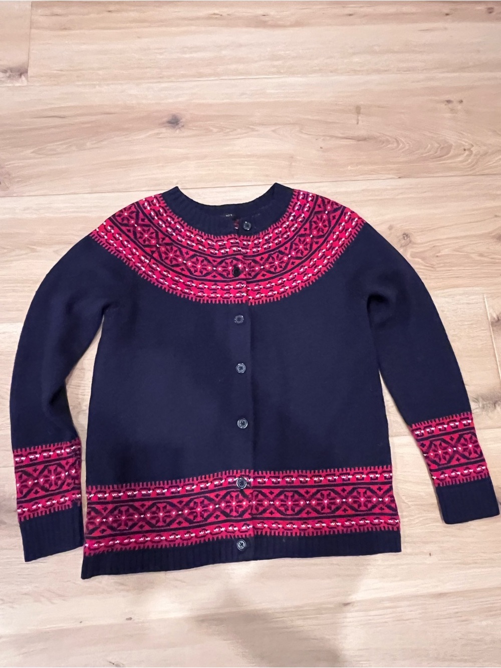 Talbots petite medium sweater navy blue and red size M
